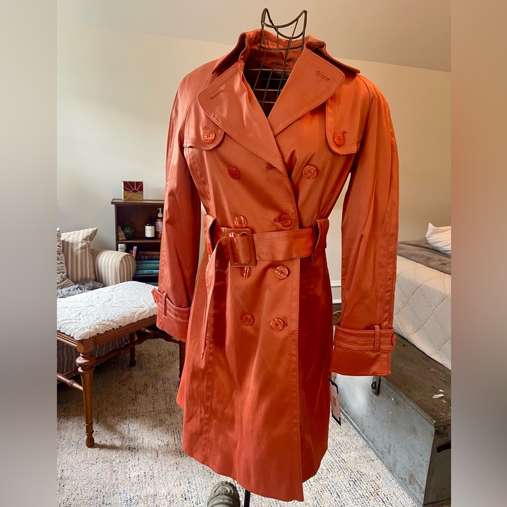 Fleet Street Ltd Rare Orange Vintage Trench Coat